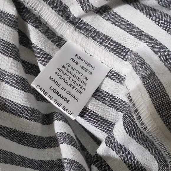 Love Tree High-Waist Striped Tie-Waist Shorts - Gray & White - Picture 4 of 4